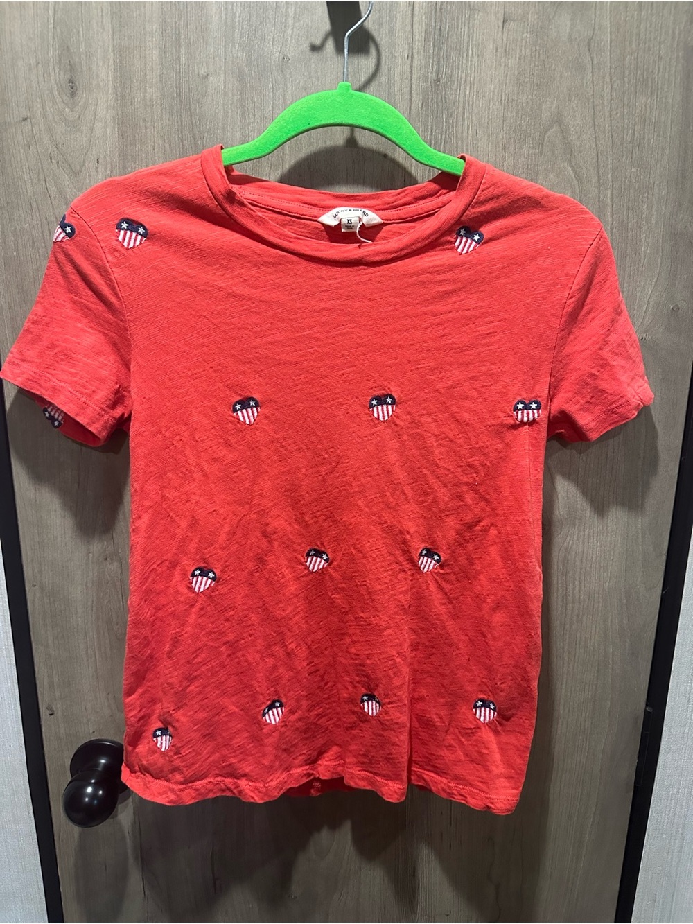 Lucky Brand Red American Flag Heart Graphic T-Shirt Size XS